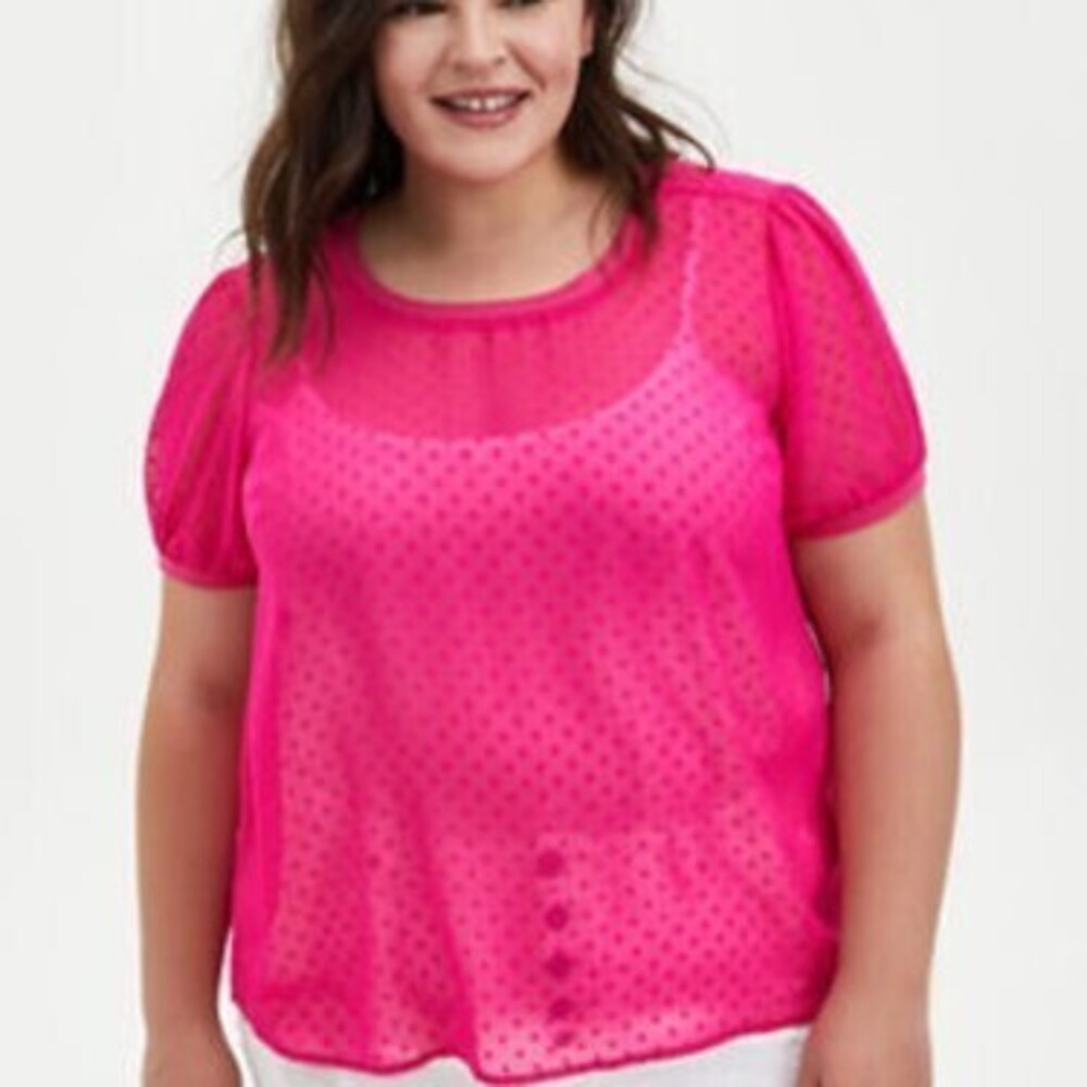 Pink Chiffon Clip Dot T-Shirt